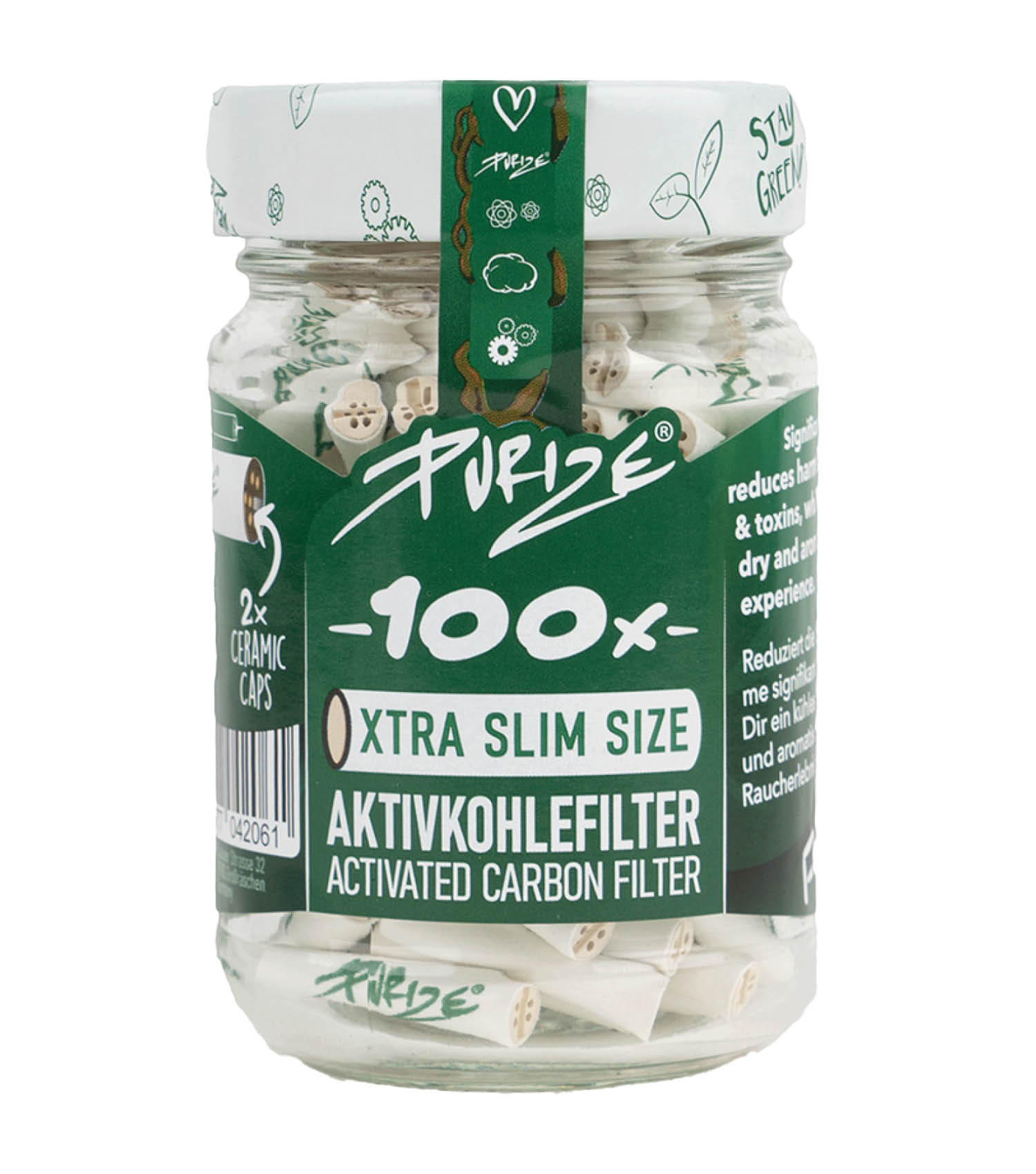 100 XTRA Slim Size Aktivkohlefilter - Purize