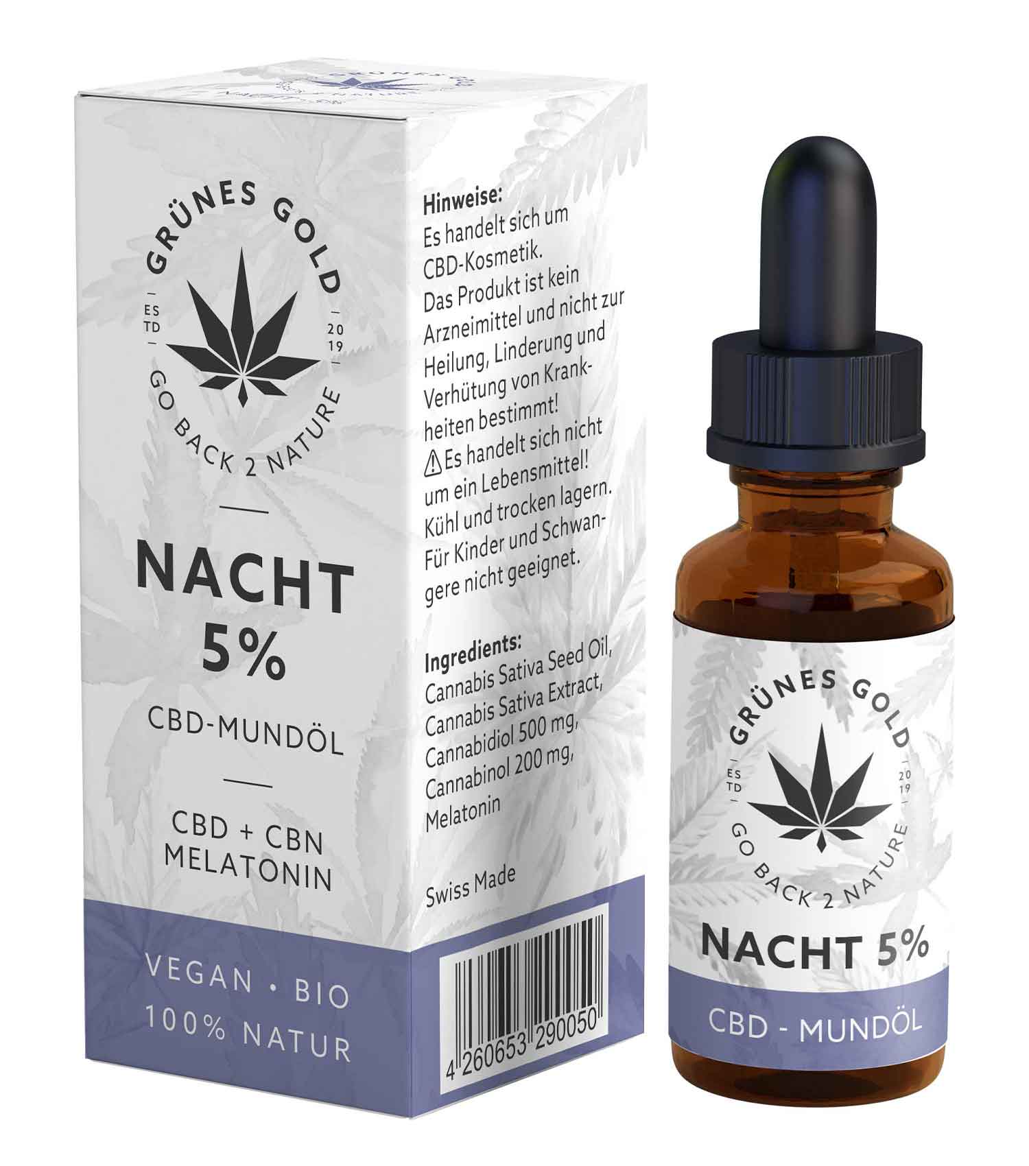 Nacht CBD Öl 5% - Grünes Gold