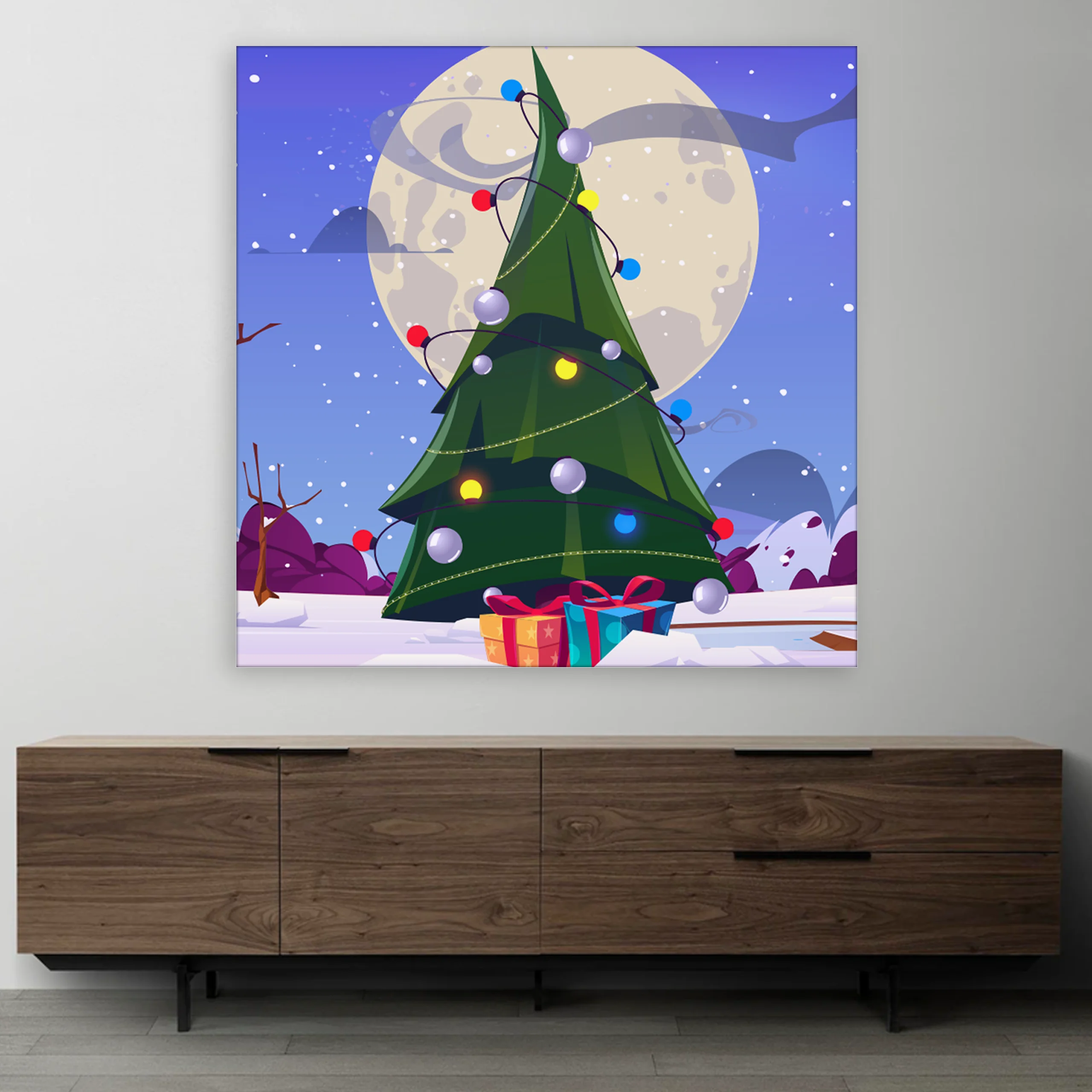 Stoffbild Weihnachten (Ausführung: Nur Stoffbild, Größe: 100×100 CM)