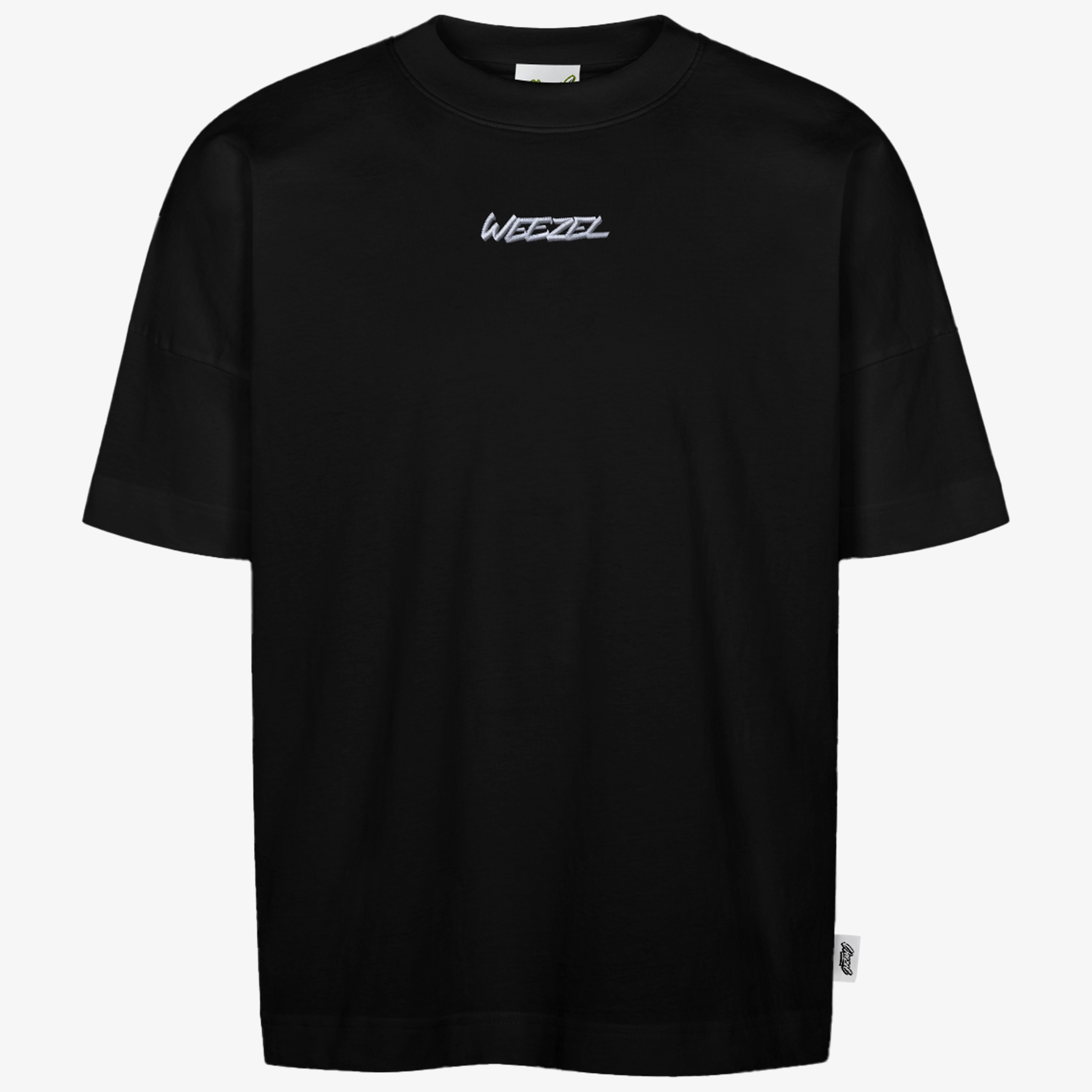 WEEZEL Bio Oversized T-Shirt in Schwarz mit weißem Stick (Größe: S)