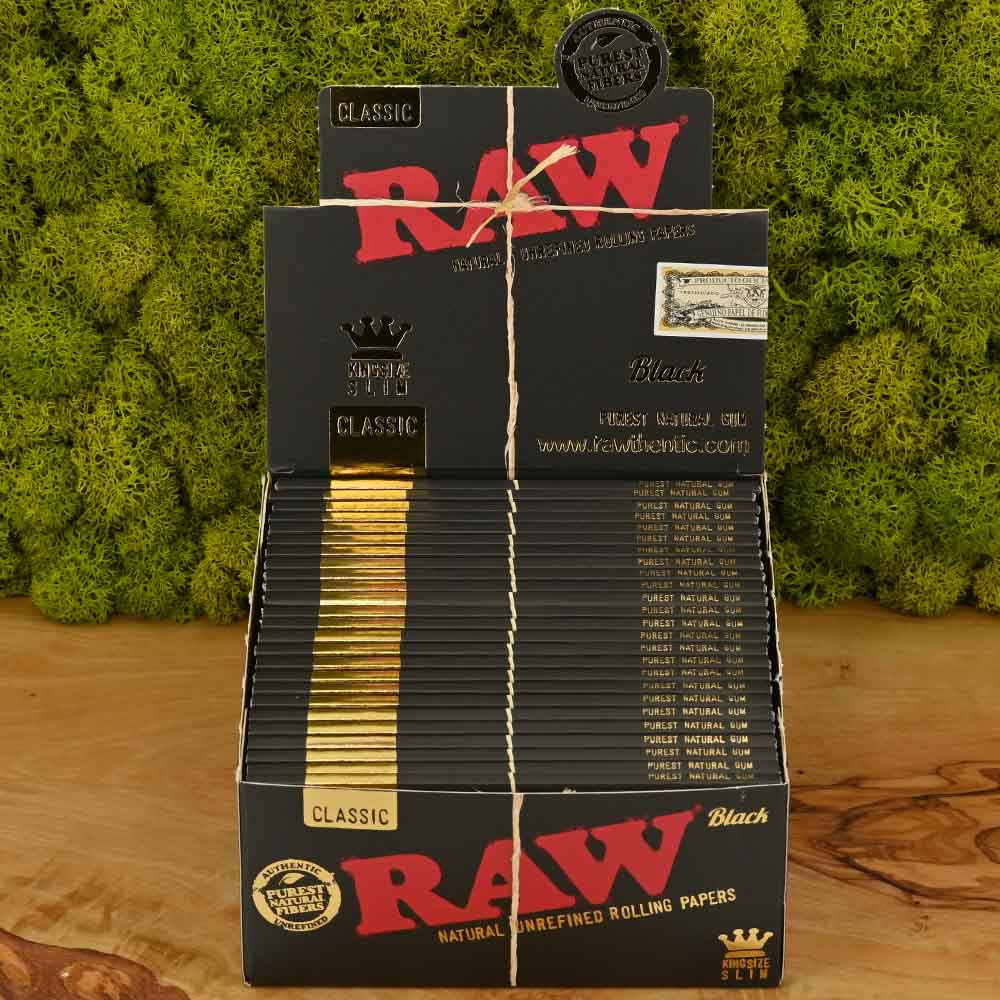 RAW Black Kingsize Slim Papers - Display Box (50 Stück)