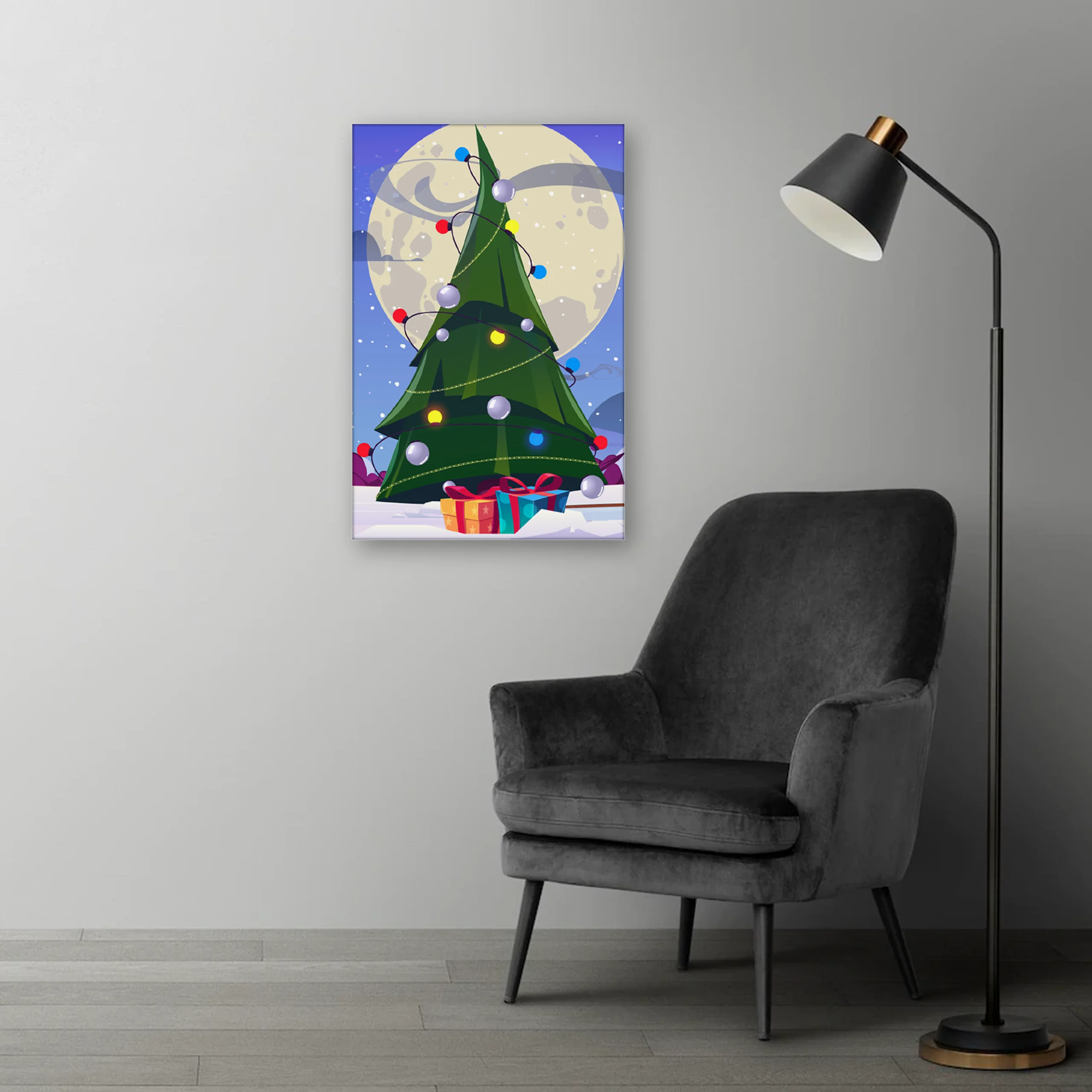 Stoffbild Weihnachten (Ausführung: Mit Alu-Rahmen, Größe: 40x60 CM)