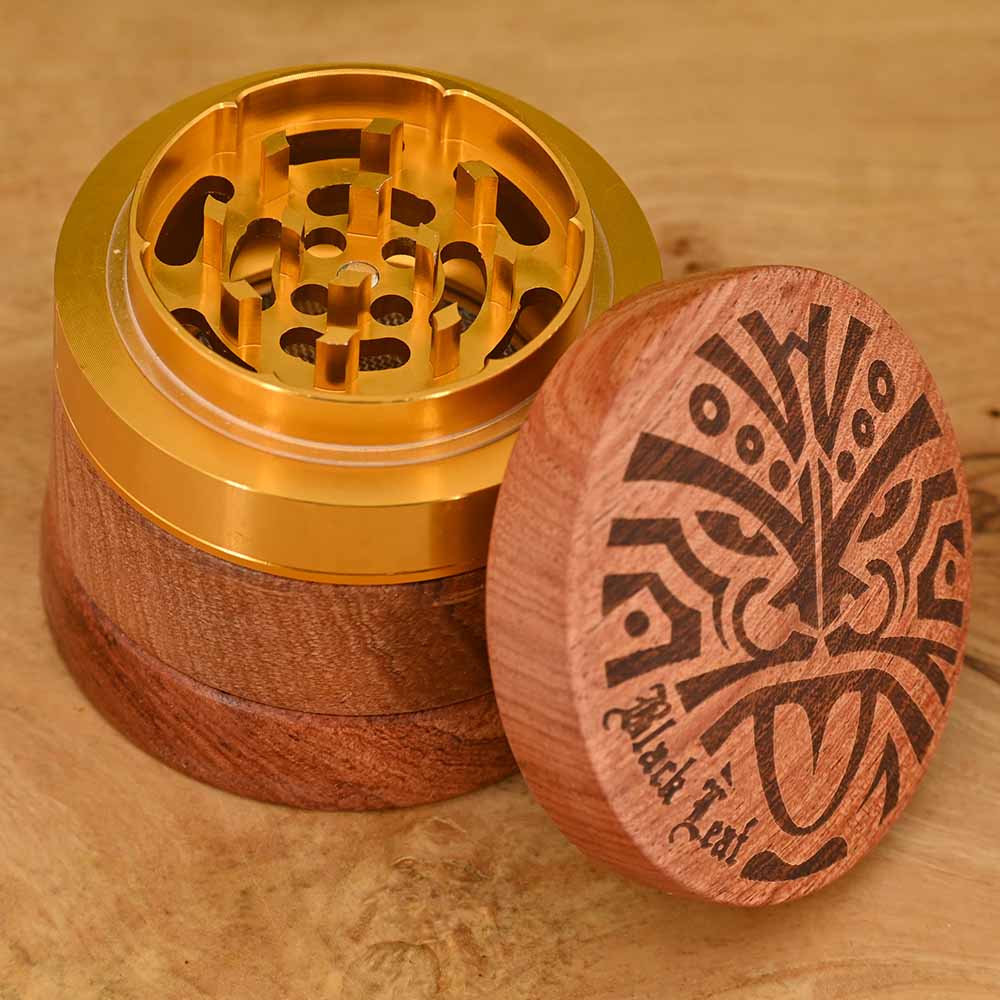 Black Leaf Maori Aluminium & Holz Grinder - ⌀60mm