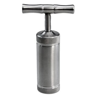 bong-discount Zubehör für Kräutermühlen, Grinder: Handpresse, Kräuterpresse | 4-teilig | 72 x 25 mm | EDELSTAHL