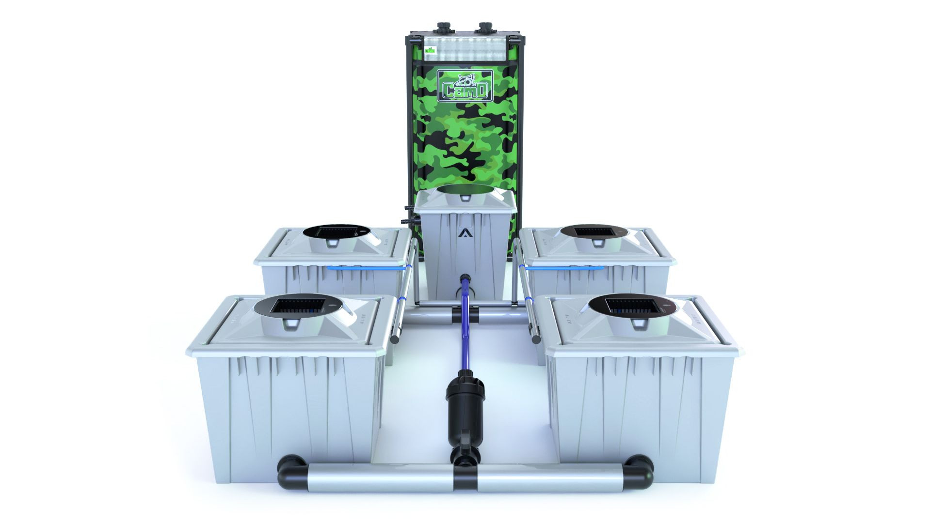 Alien Hydroponics RDWC System "Silver Series" (36L Töpfe) für 4 Pflanzen