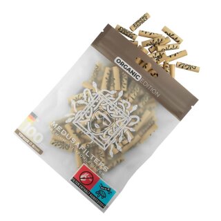 Medusafilters Aktivkohlefilter ORGANIC – Kokosnussschalen, vegane Seitenkappen, 100 Stück, 6mm