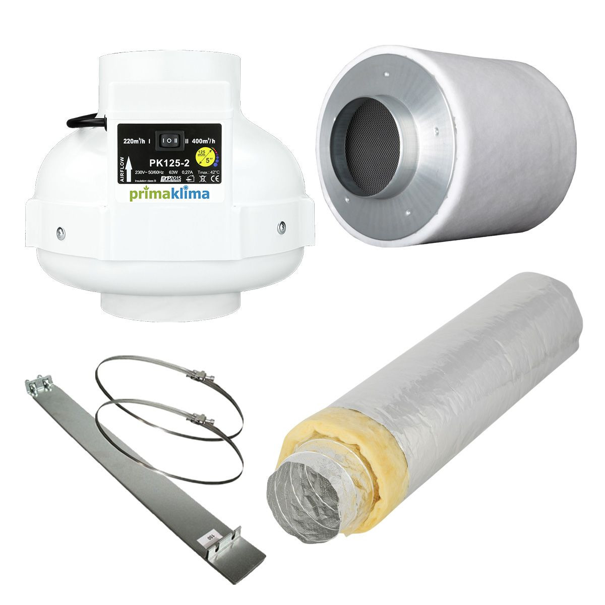 Eco Abluft-Set 125er 400 mit Silent-Schlauch