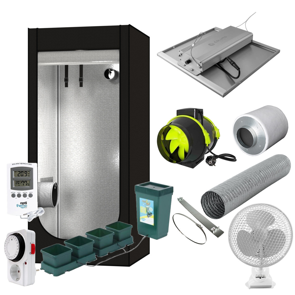 Growbox Komplettset mit Bewässerung - 80x80 - 150W