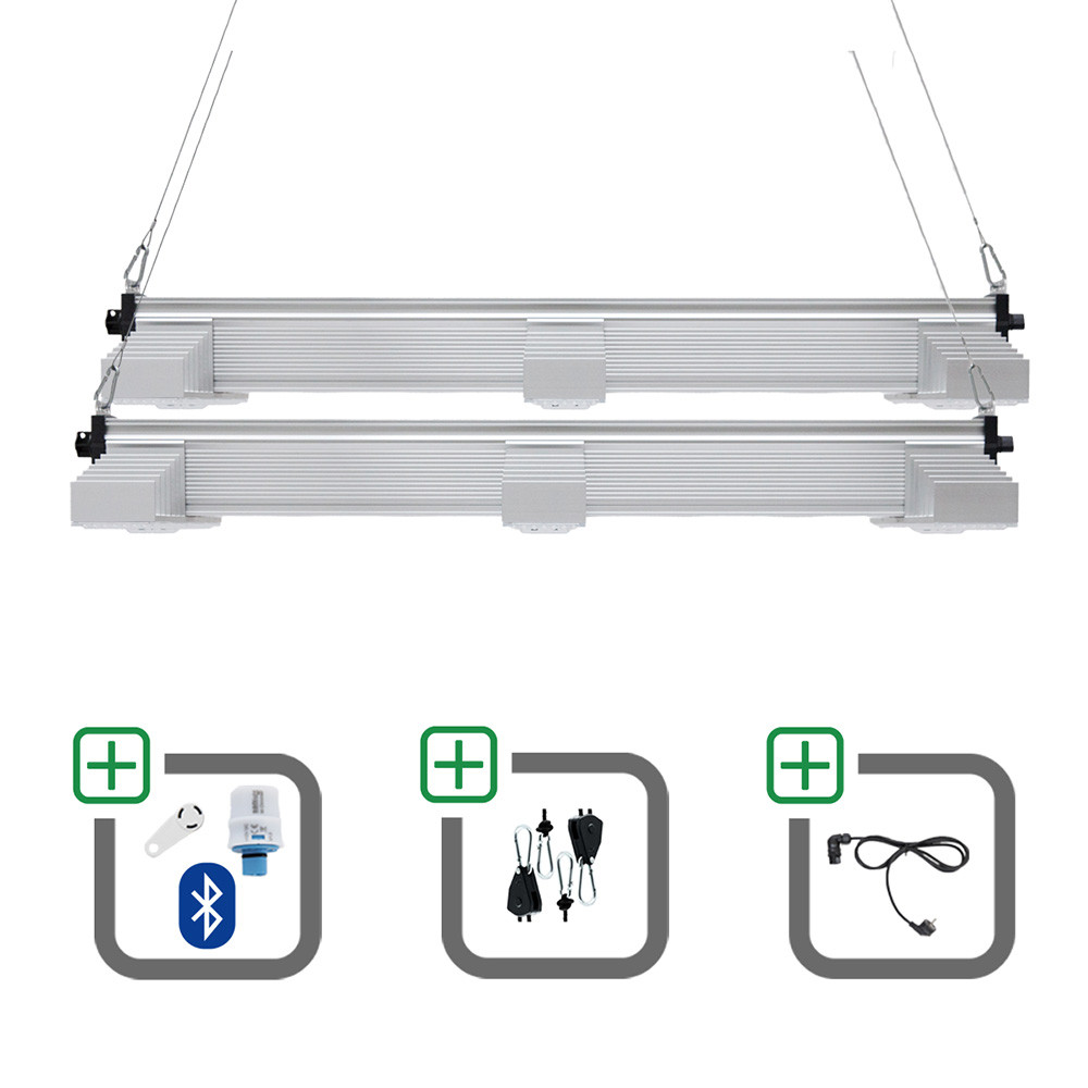2x SANlight EVO 3-100 1.5 (400W gesamt) für 100x100 cm Sparset mit Bluetooth-Dimmer + Netzkabel + Aufhängung