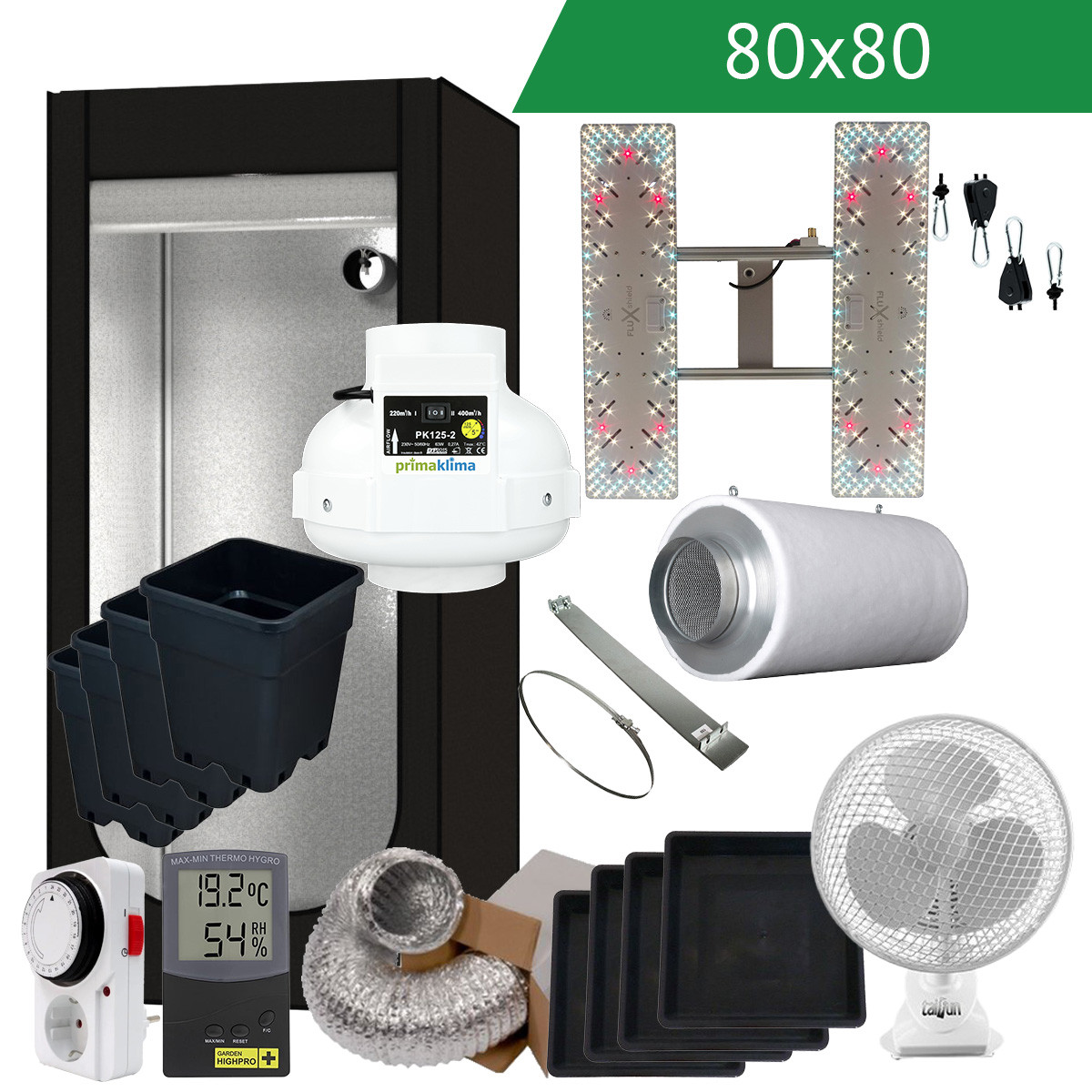 DIY LED Growbox Komplettset 80x80 220W