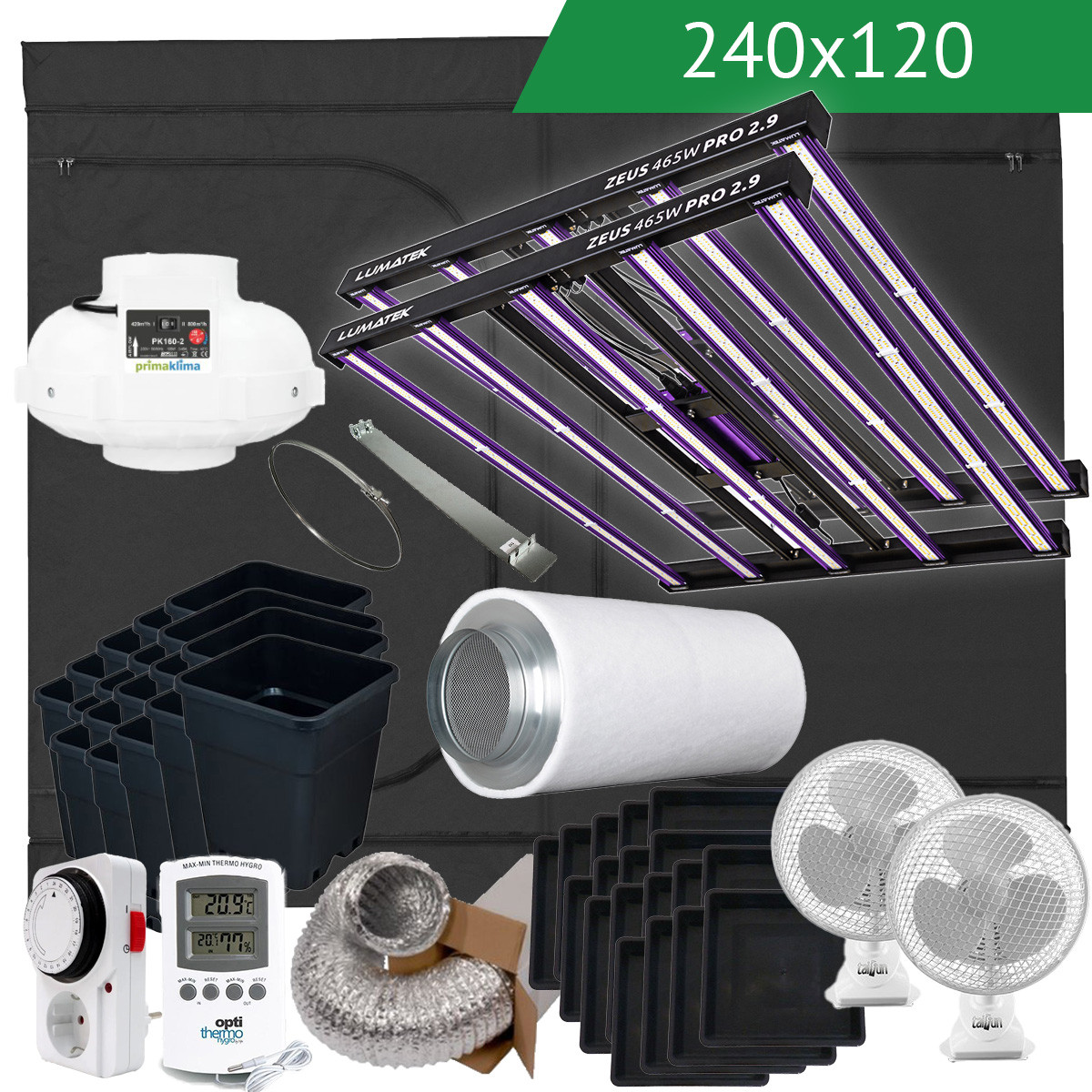 DIY LED Growbox Komplettset 240x120 930W