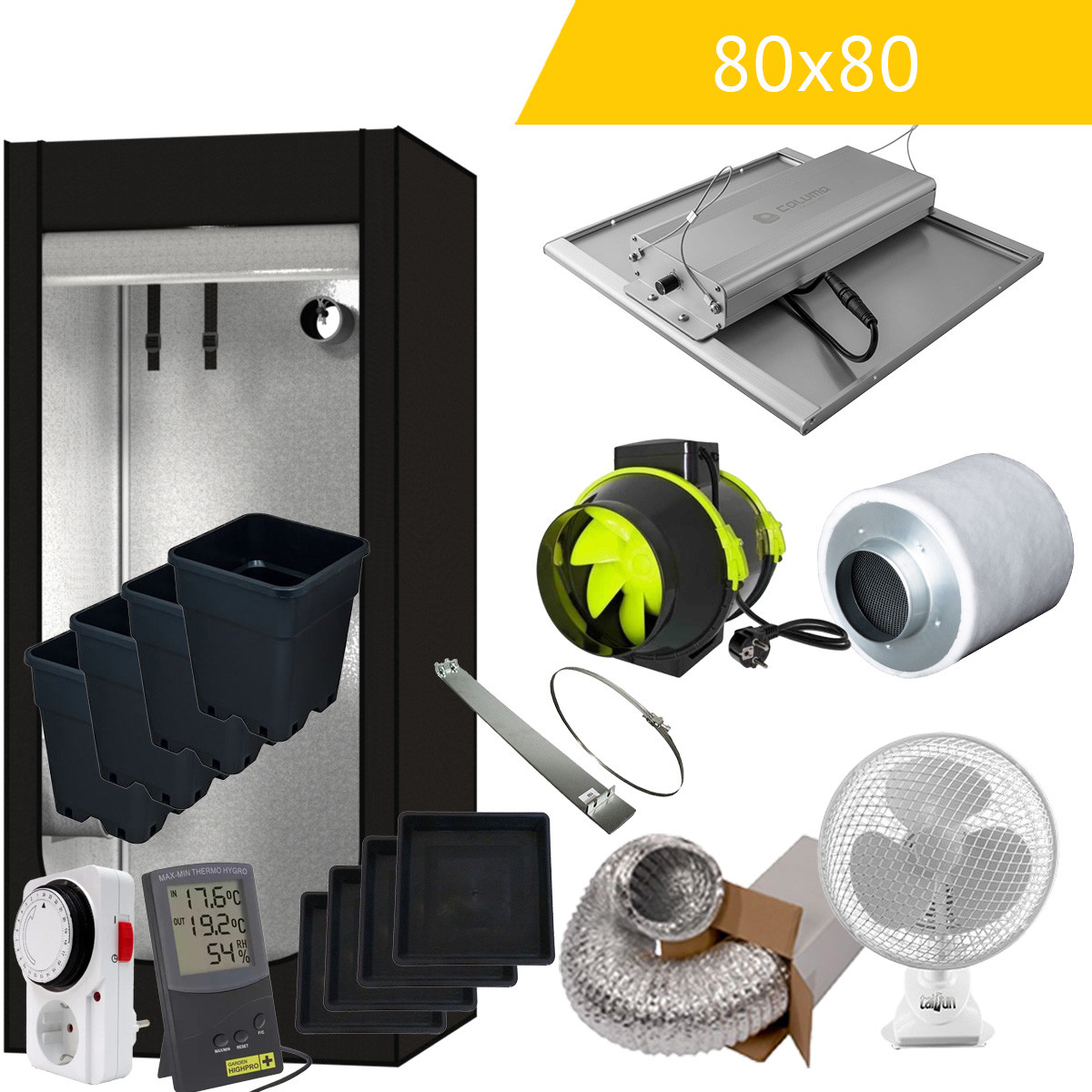 DIY Low Budget LED Growbox Komplettset 80x80 150W