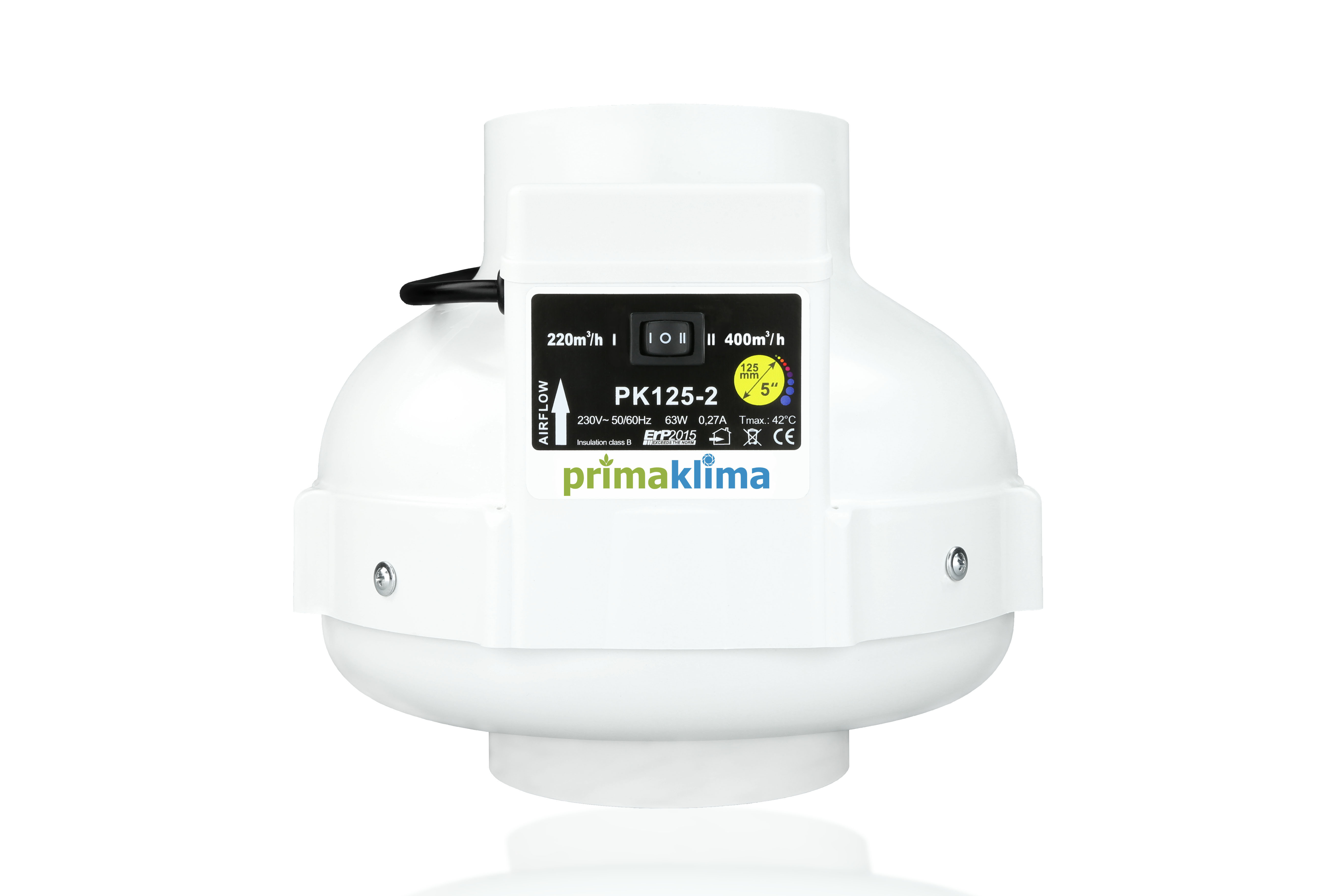 Prima Klima 2-Speed AC-Ventilator 125mm 220-400m3/h (PK125-2)