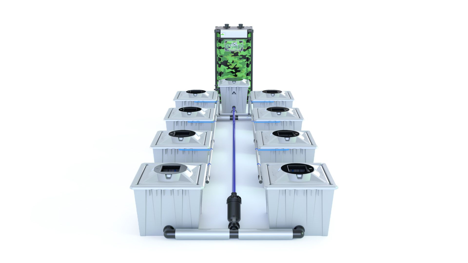 Alien Hydroponics RDWC System "Silver Series" (36L Töpfe) für 8 Pflanzen
