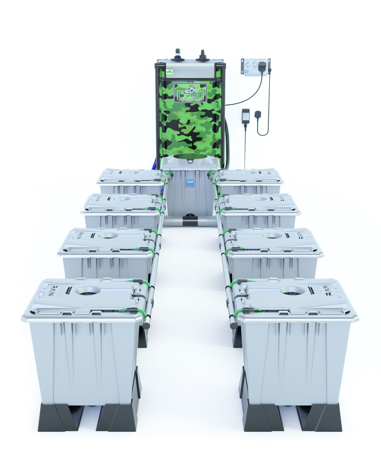 Alien Hydroponics RAIN Silver Series - 15 Liter Töpfe für 8 Pflanzen