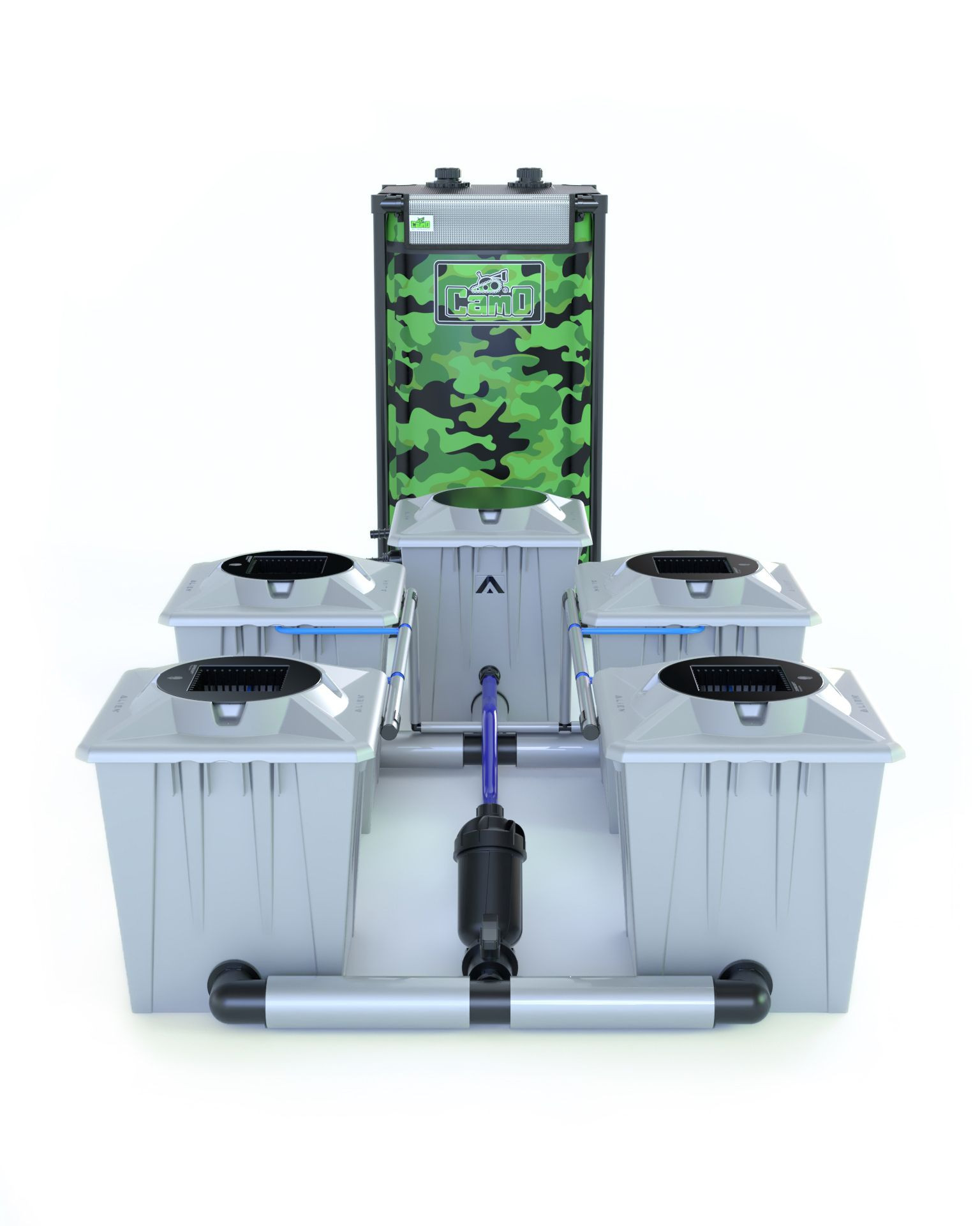 Alien Hydroponics RDWC System "Silver Series" (20L Töpfe) für 4 Pflanzen
