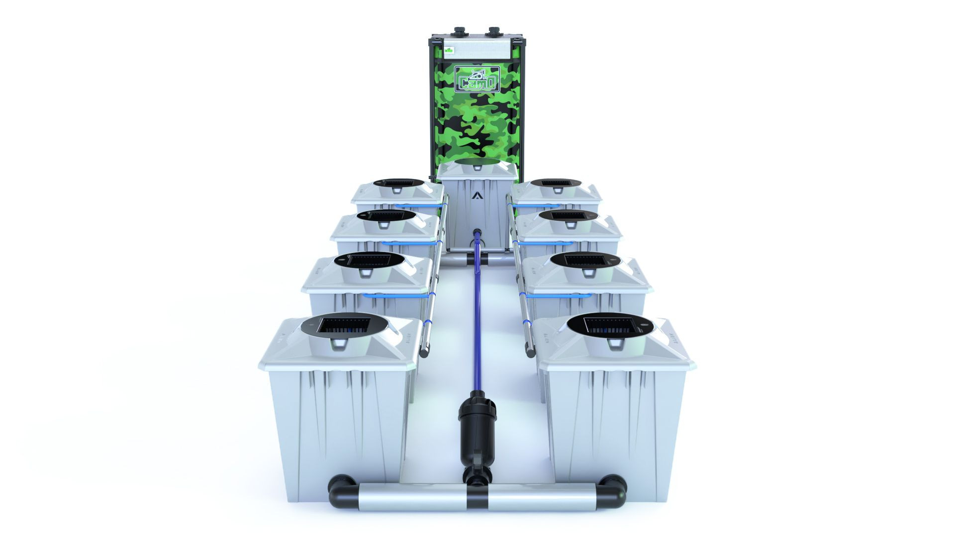 Alien Hydroponics RDWC System "Silver Series" (20L Töpfe) für 8 Pflanzen