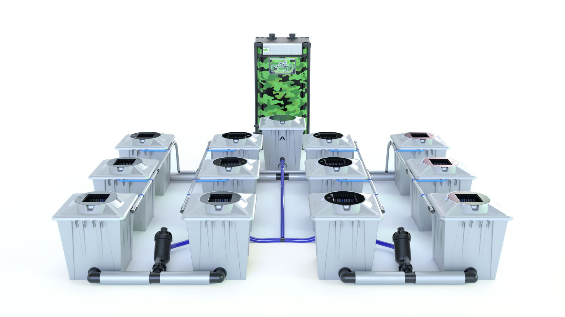 Alien Hydroponics RDWC System "Silver Series" (20L Töpfe) für 12 Pflanzen