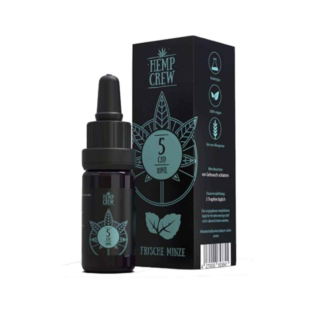 HempCrew CBD Öl 5 % 10ml - Aroma Hanf Lavendel Minze Zitrone Vanille - Frische Minze