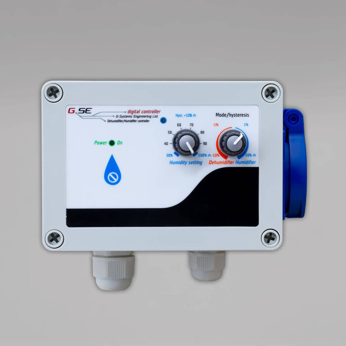 GSE Klimacontroller, steuert Luftbefeuchter oder Luftentfeuchter, regelt Luftfeuchtigkeit
