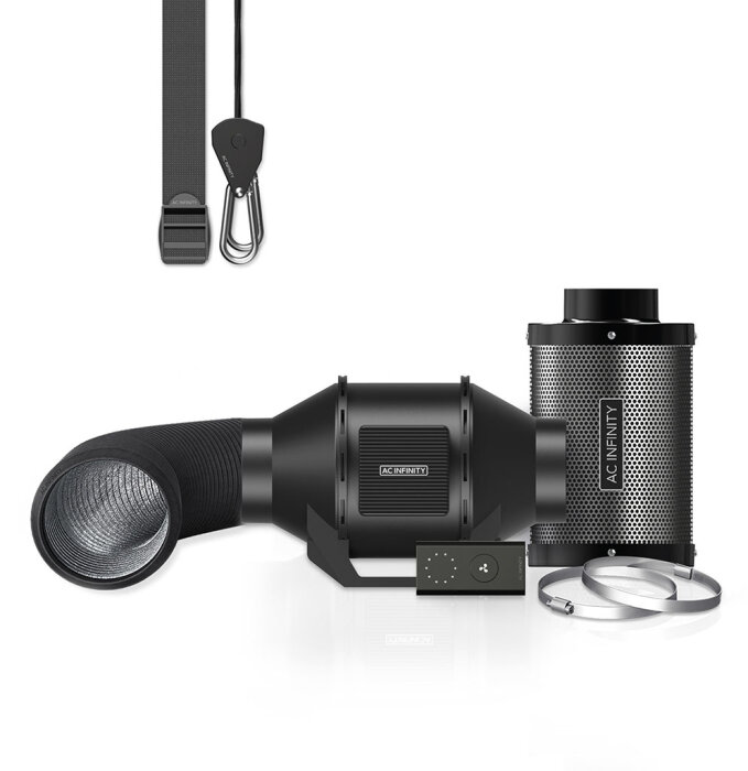 AC Infinity Abluft Komplettset mit Aktivkohlefilter, 100 mm, 350 m³/h, mit Geschwindigkeitsregler