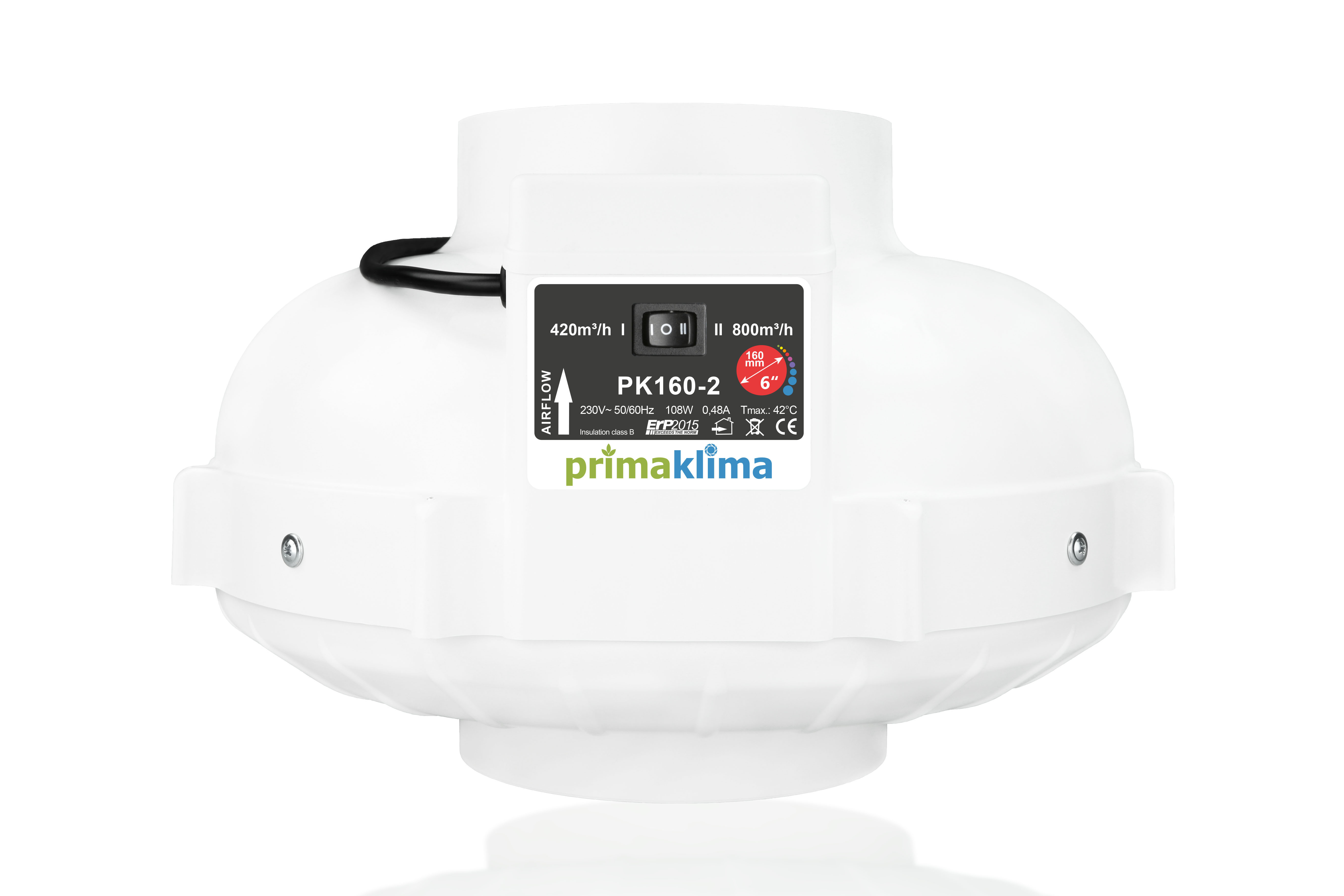 Prima Klima 2-Speed AC-Ventilator 160mm 420-800m3/h (PK160-2)
