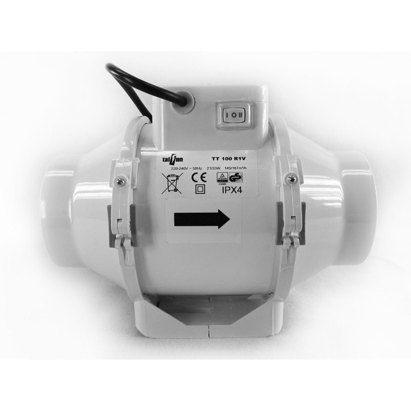 Taifun 2-Speed Inline Ventilator 145/187m³/h 100mm Flansch AC