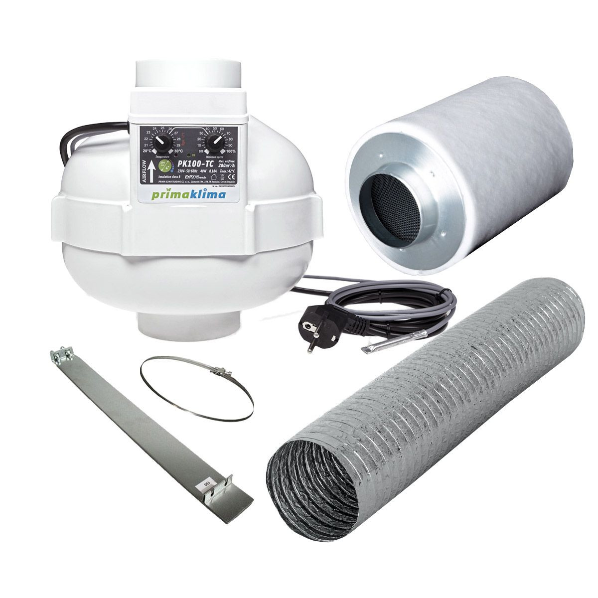 Grow Abluft Set Eco | AC | 280m³/h | 100mm | für 60x60 bis 80x80 cm