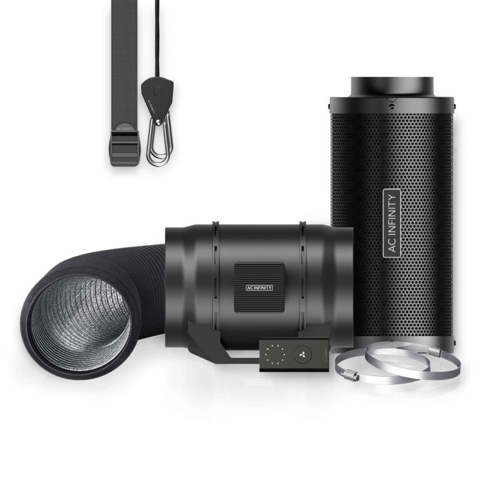 AC Infinity Abluft Komplettset mit Aktivkohlefilter, 200 mm, 1230 m³/h, mit Geschwindigkeitsregler
