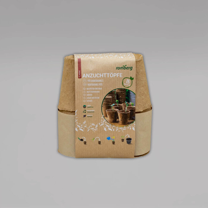 romberg Classic Anzuchttöpfe, torffrei, biologisch abbaubar 18 Stück, 8cm Durchmesser