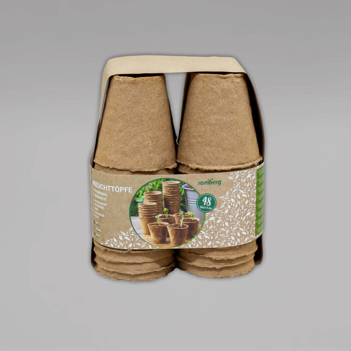 romberg Classic Anzuchttöpfe, torffrei, biologisch abbaubar 48 Stück, 8cm Durchmesser