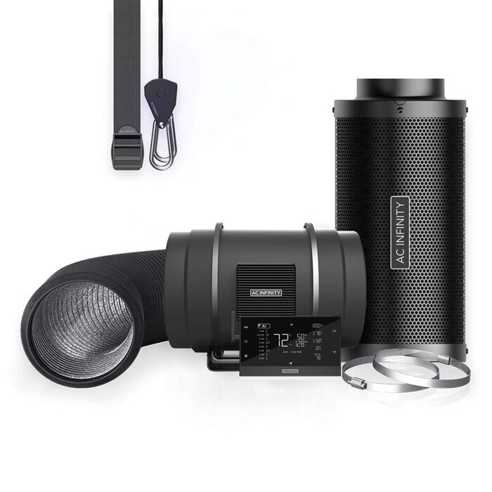 AC Infinity Abluft Komplettset mit Aktivkohlefilter, 200 mm, 1371 m³/h, mit Controller AI+