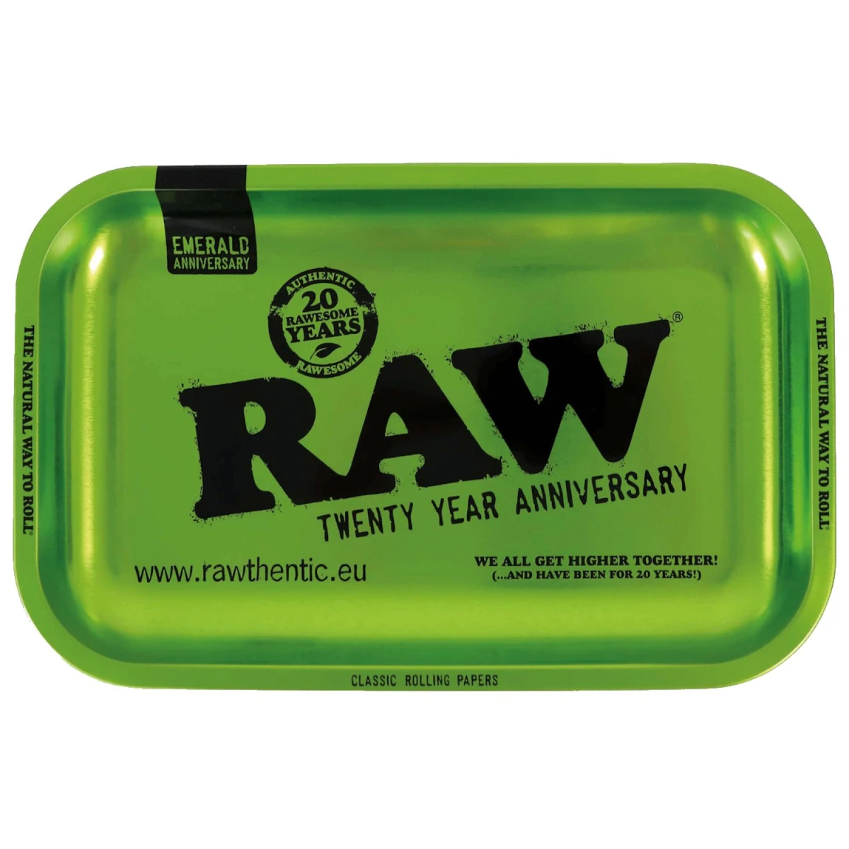 RAW Emerald Green 20th Anniversary Rolling Tray Medium Grün 27,5 x 17,5 cm