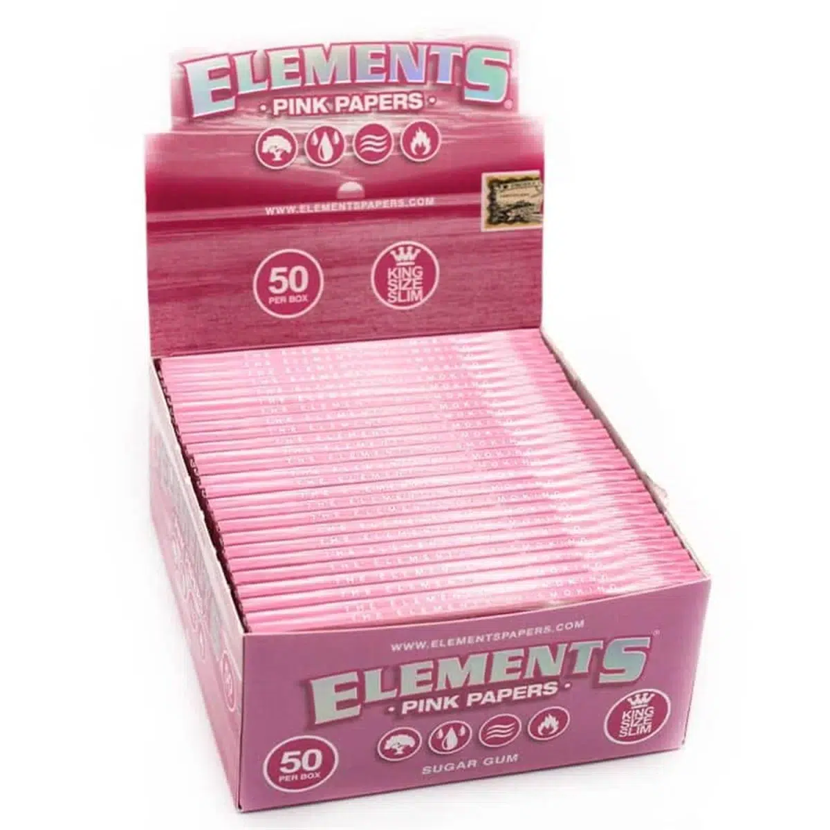 Elements Pink King Size Slim Box 50 Hefte á 32