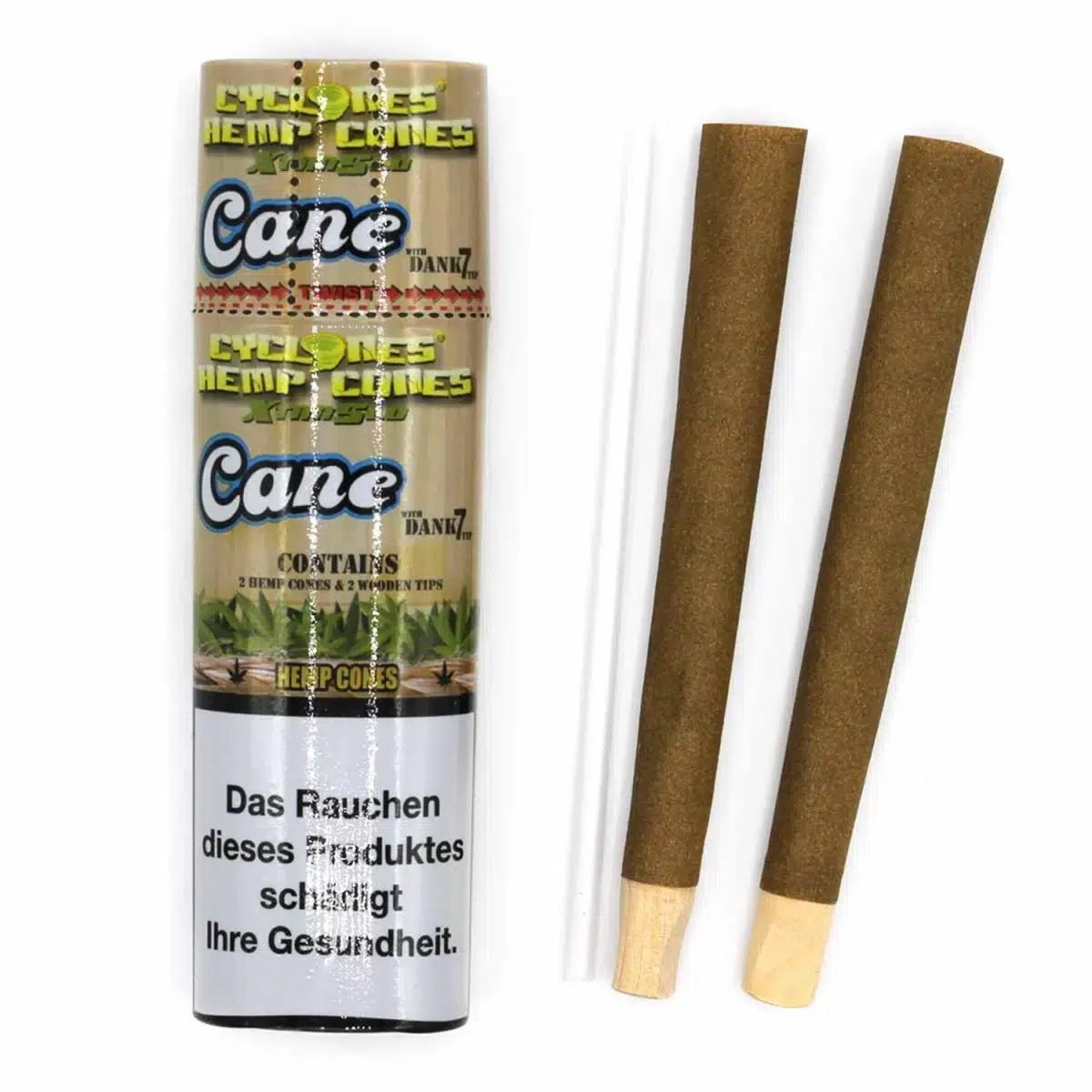 Cyclones Hemp Cones Cane XTRA Slo mit Dank7Tip Pre-Rolled 2 Stück
