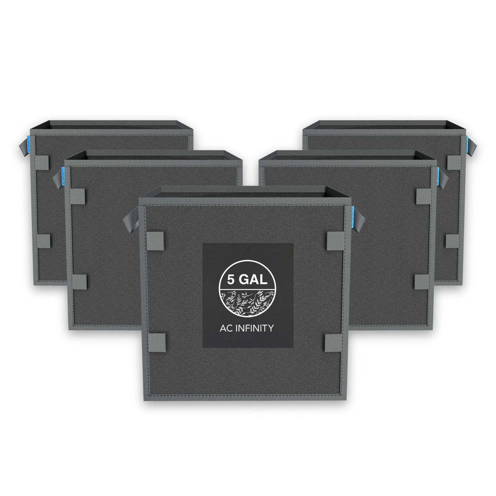 AC Infinity Hochbelastbare quadratische Stofftöpfe 5er-Pack 19L (5 Stück) 