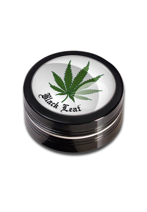 Alu Grinder Hanf, Black Leaf, 50mm, 2-teilig