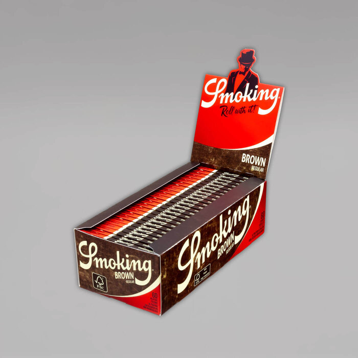Smoking Regular Brown, kurze Blättchen, Box à 50 Heftchen