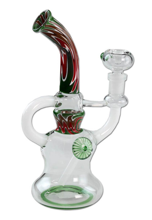 Recycler Bong Rot / Grün bemalt, 21 cm, 14,5er