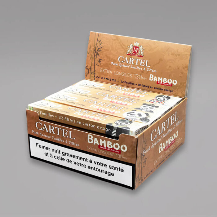Cartel Rolling Papers aus Bambus mit Tips, 130 mm, Box à 24 Heftchen