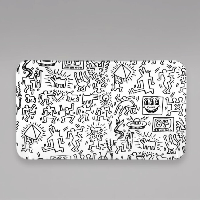 K. Haring Rolling Tray, Glas, Black & White, 30 x 17 cm