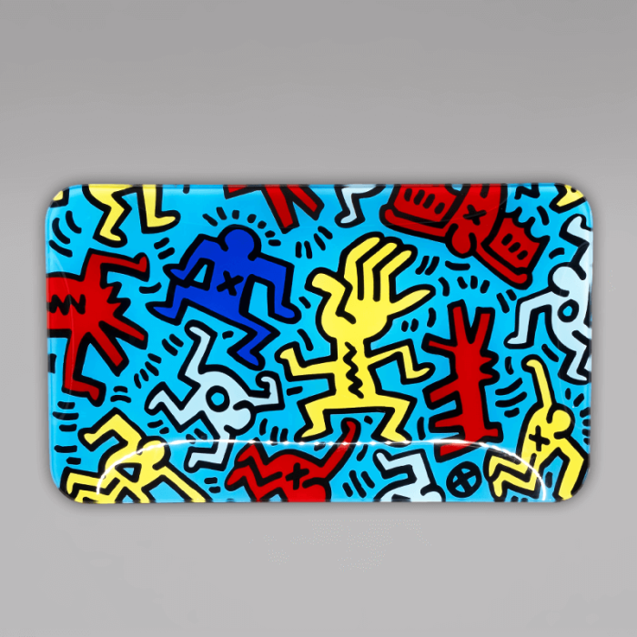 K. Haring Rolling Tray, Glas, Blau, 30 x 17 cm