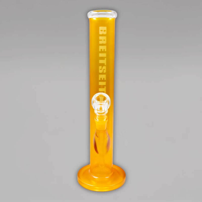 Breitseite Zylinderbong aus Glas, gelb, 35,5 cm, 18,8er