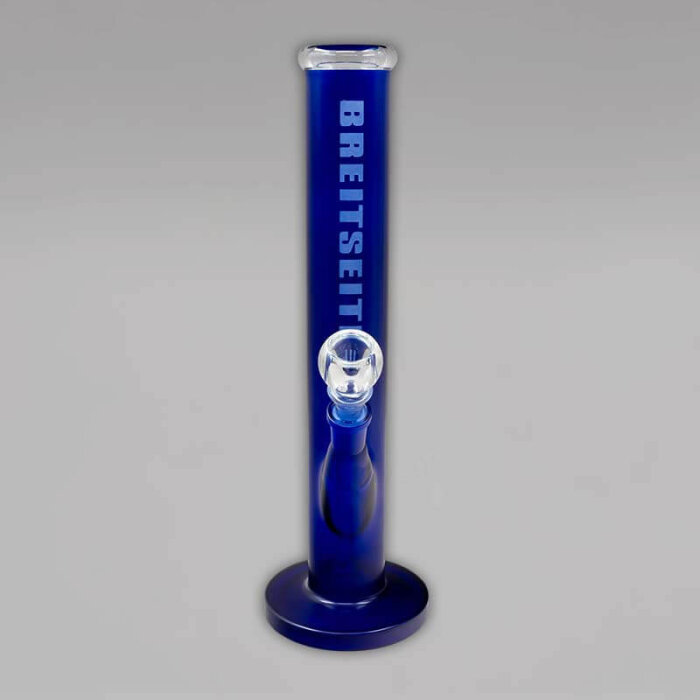Breitseite Zylinderbong aus Glas, 35,5 cm, 18,8er, dunkelblau