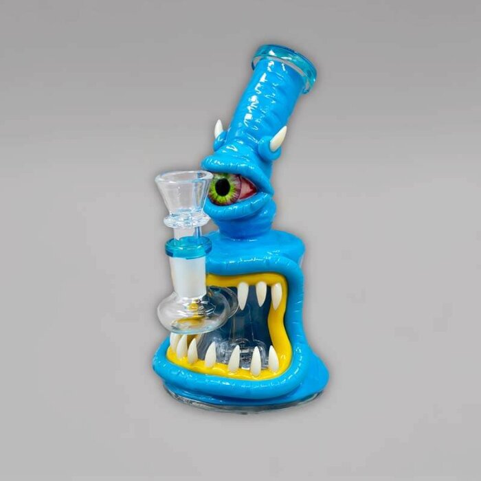 Monster Perkolator Glasbong, blau, 16 cm, 14,5er