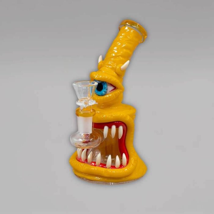 Monster Perkolator Glasbong, gelb, 16 cm, 14,5er
