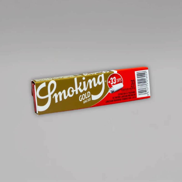Smoking Gold King Size Slim Longpaper mit Tips, Heftchen à 33 Blatt und Tips