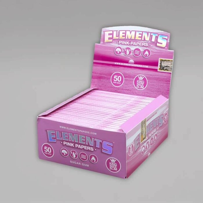 Elements Pink King Size Slim Longpapers, Box mit 50 Heftchen