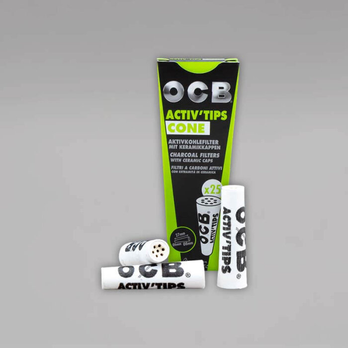 25 OCB Activ Tips Cone, konische Aktivkohlefilter