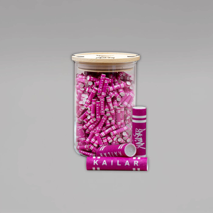 500 Kailar Slim Size Aktivkohlefilter, Pink im Glas